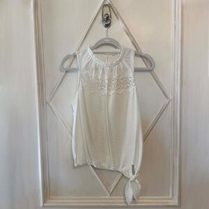 Hem & Thread Ivory Eyelet Sleeveless Tie Waist Top
